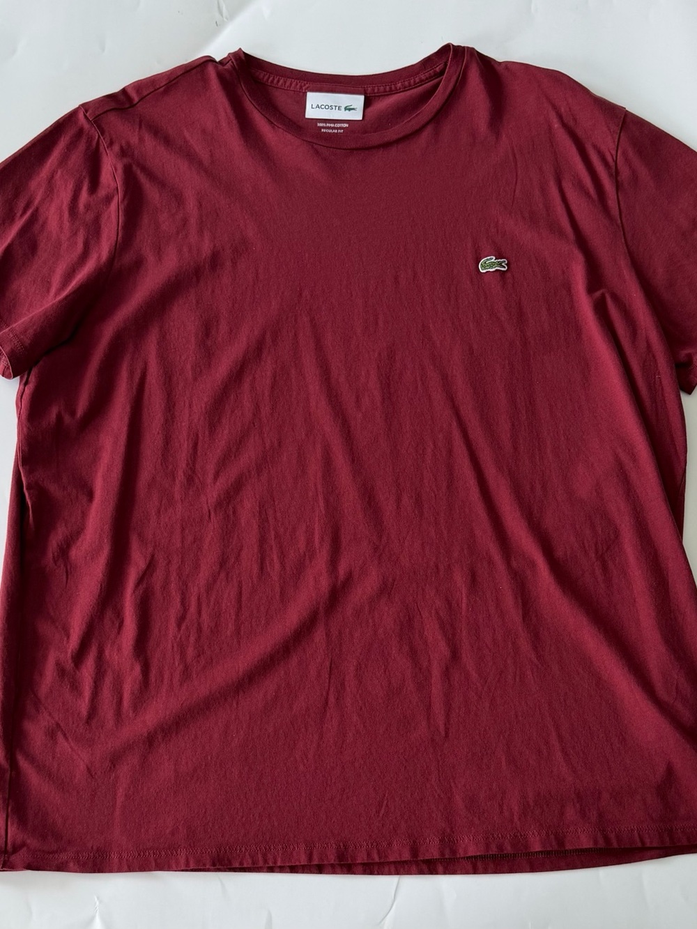 Men's Lacoste Maroon Short Sleeve Tee Size XXL EUC 100% Pima Cotton